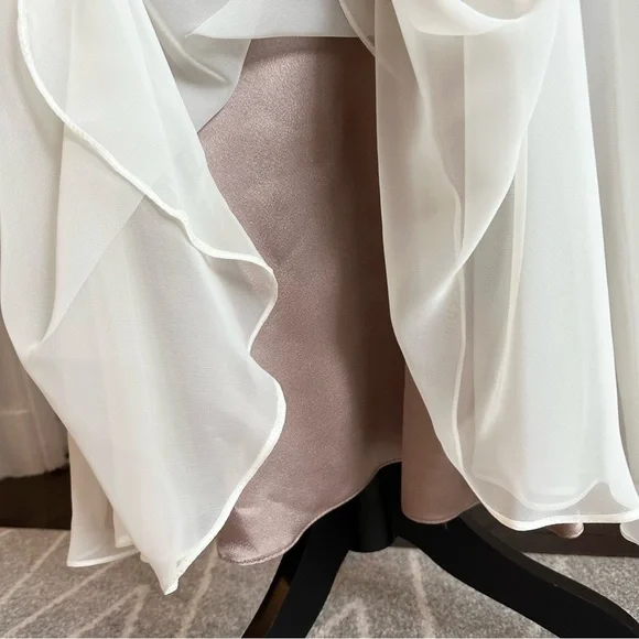 George F. Couture Champagne Hand-beaded and Silk Formal Evening Gown - Picture 5 of 10